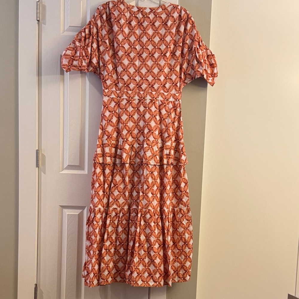 INC International Concepts Orange Geometric Midi Dress NWOT - Picture 3 of 6